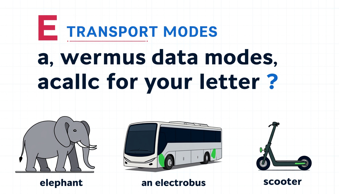 découvrez la liste essentielle des moyens de transport en e : un guide pratique pour connaître tous les types de transports commençant par la lettre e et enrichir votre vocabulaire ou compléter vos jeux de mots.