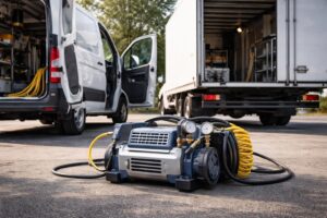 découvrez notre compresseur portatif professionnel, idéal pour les flottes de camionnettes et camions, offrant performance, robustesse et facilité d'utilisation sur tous vos chantiers.