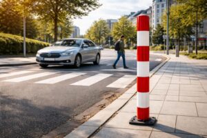 découvrez comment le poteau de signalisation rouge et blanc améliore la sécurité routière en assurant une meilleure visibilité et en guidant efficacement les conducteurs sur la route.