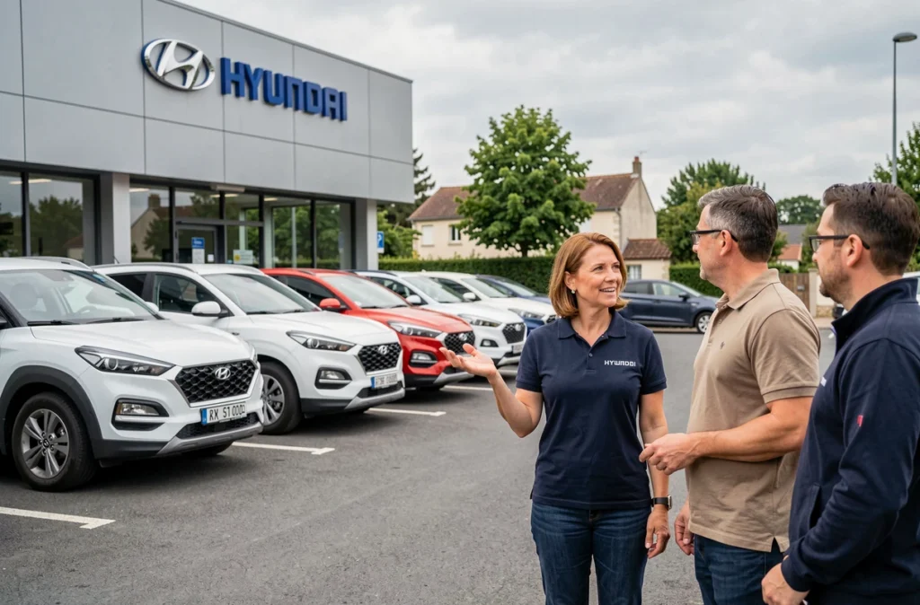 Concession Hyundai SIPA Automobiles Bordeaux Nord avec conseillère et clients